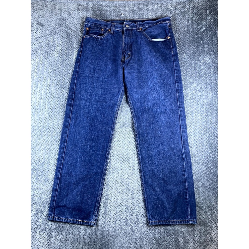 Levi's 505 Jeans Mens 36x30 Blue Denim Cotton Mid Rise Medium Wash Straight Leg